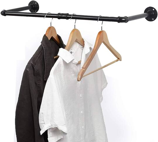 Black Metal Wall Mounted Multi-Purpose Clothing Rack